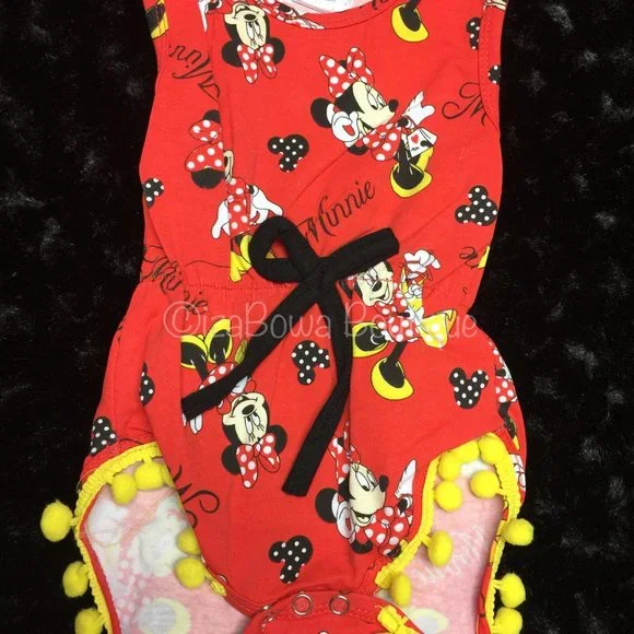 Minnie Mouse Print Pom Pom Romper - Picture 1 of 1
